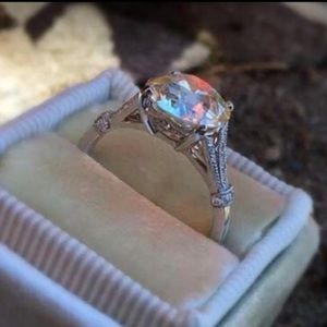 3ct Round Moissanite Solitaire 18k White Gold